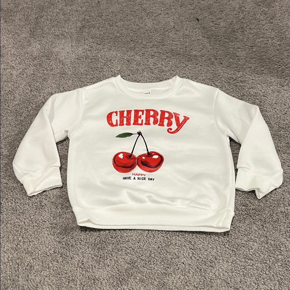 SHEIN White Cherry Kids Sweatshirt